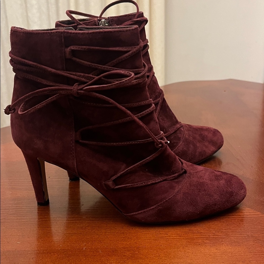 Vince Camuto Bambina Corset Bootie Cabernet Suede SIZE 8